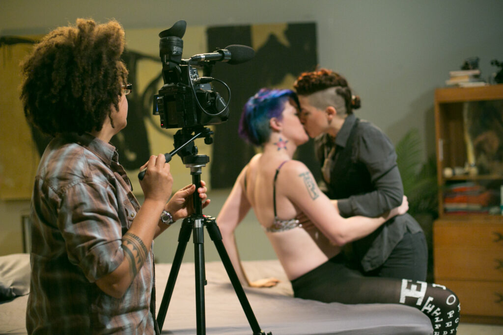 Shine Louise Huston filming Crash Pad Series scene